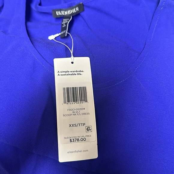 NWT Eileen Fisher Silk Georgette Crepe Scoop Neck Dress - Picture 6 of 11